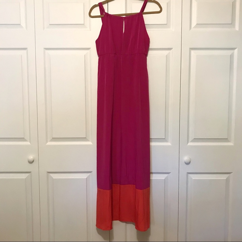 Bright Fuchsia and Red/Orange Maxi Dress